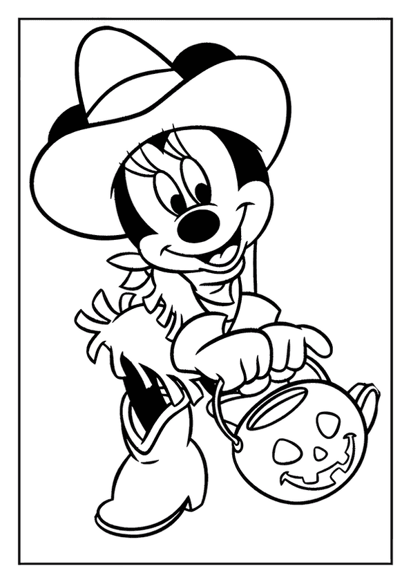 Minnie Cowgirl Halloween Coloring
