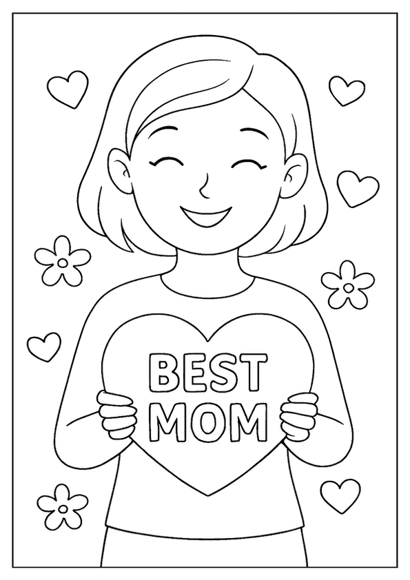 Mom Holding Heart Sign