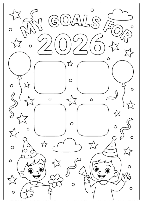 New Year Goals Coloring Page