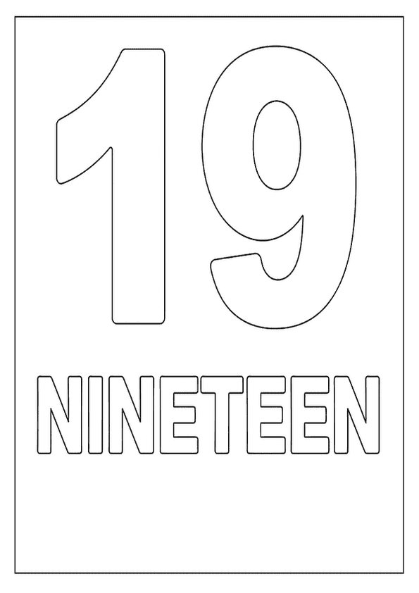 Nineteen Coloring Number Sheet