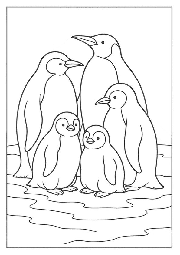 Penguins Huddled On Ice