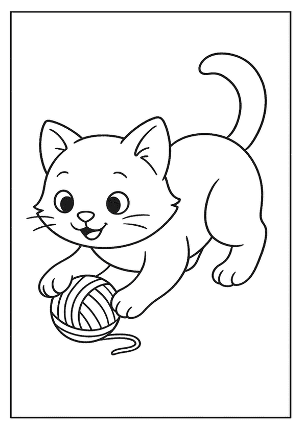 Playful Cat With Ball