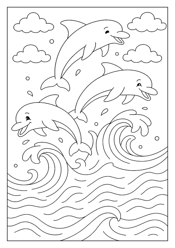 Playful Dolphins Jumping Waves