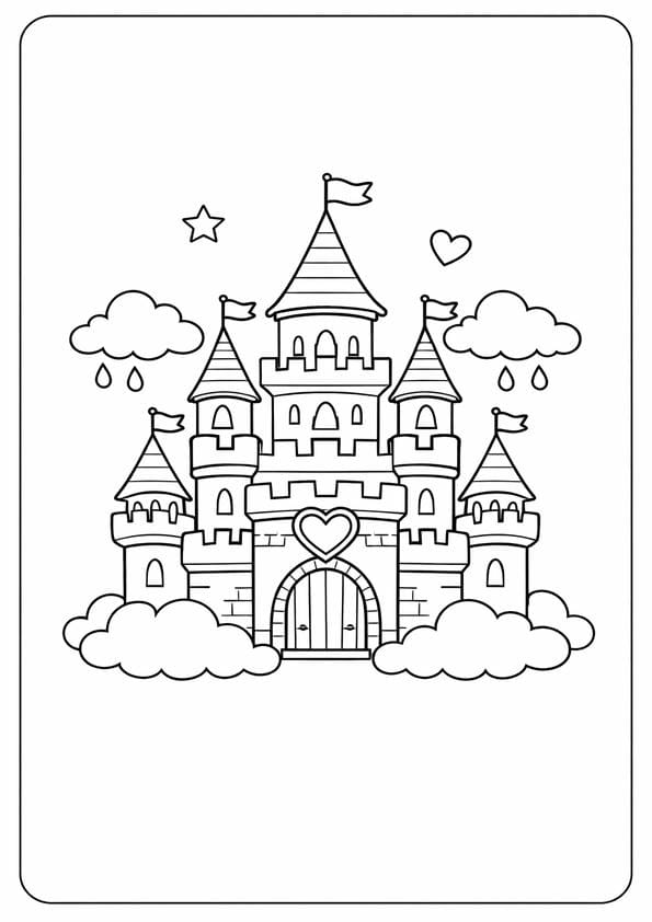 Princess Castle Coloring Page For Kids