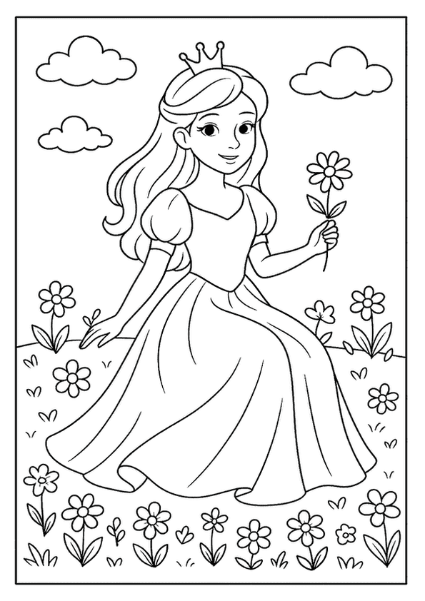Princess In Flower Field
