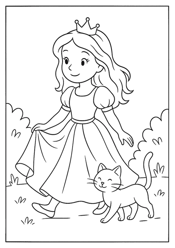 Princess Walking With Cat
