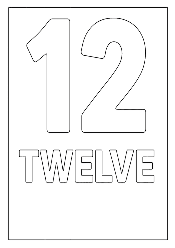 Printable Twelve Coloring Page