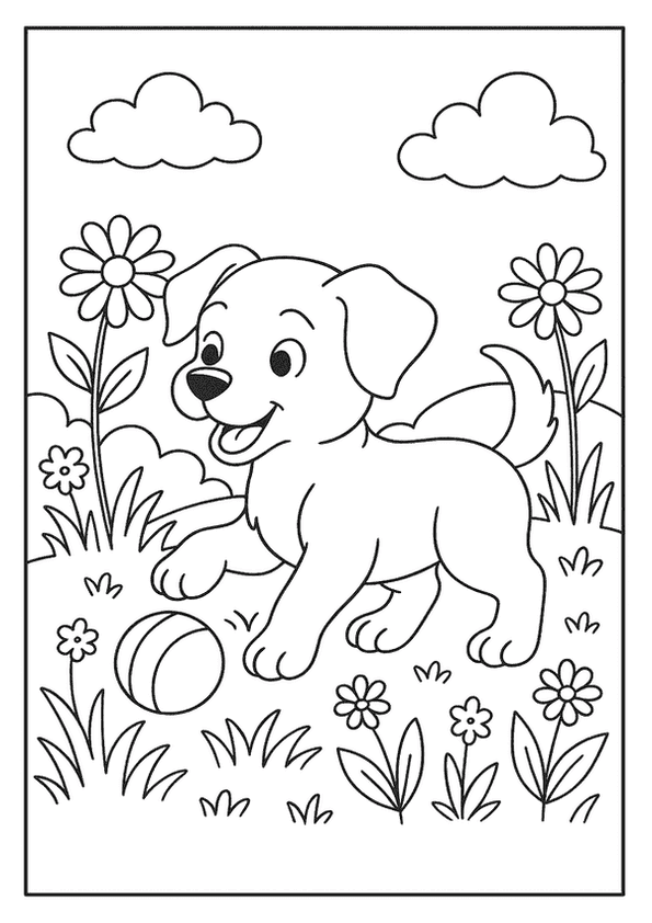 Puppy Playing In Garden