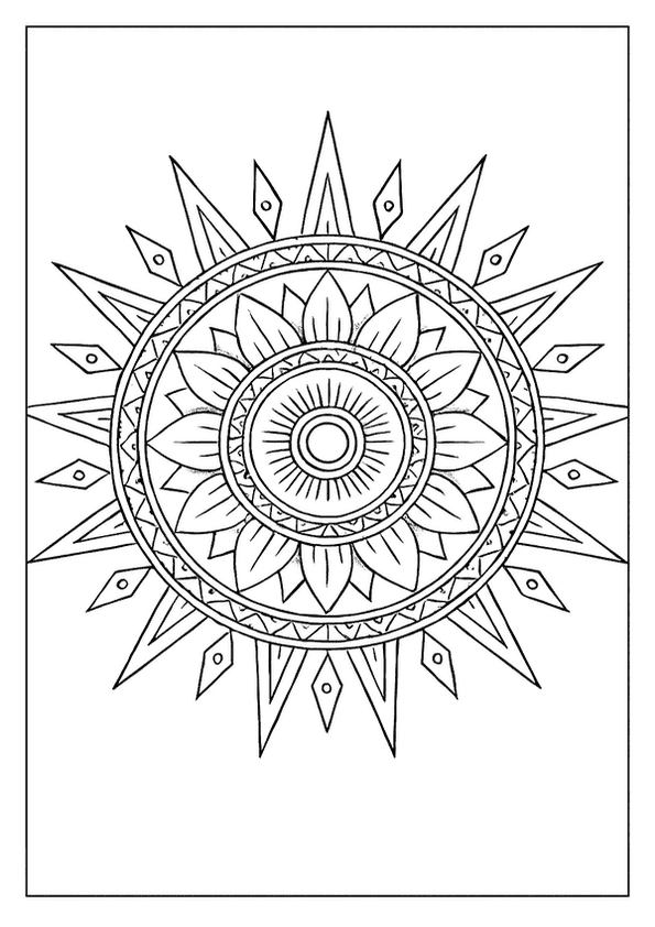 Radiant Sunburst Mandala Pattern
