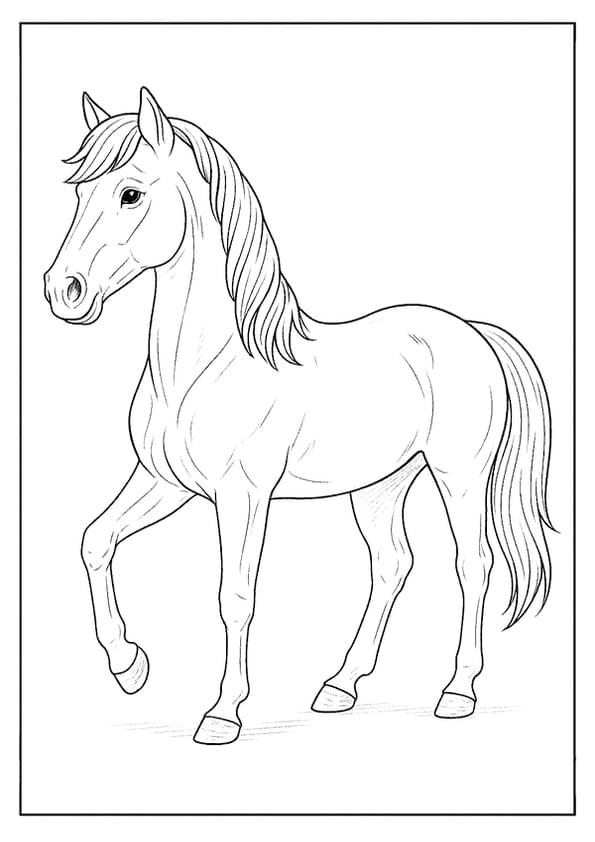 Realistic horse coloring page, a detailed animal to shade.