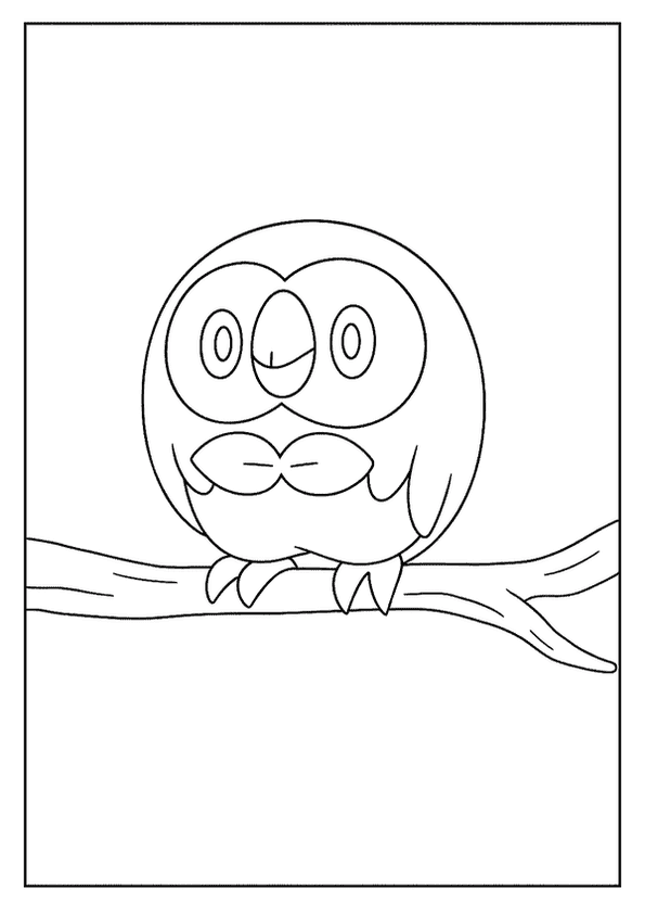 Rowlet Perched On Branch