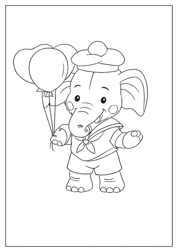 Sailor Elephant With Balloons