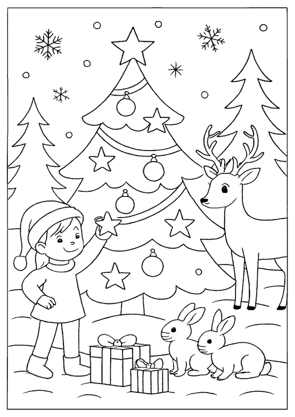 Santa Decorates Star Tree