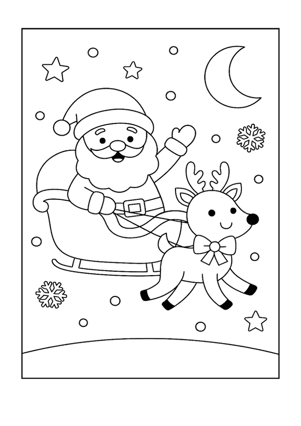 Santa Sleigh Flying Through The Night Sky
