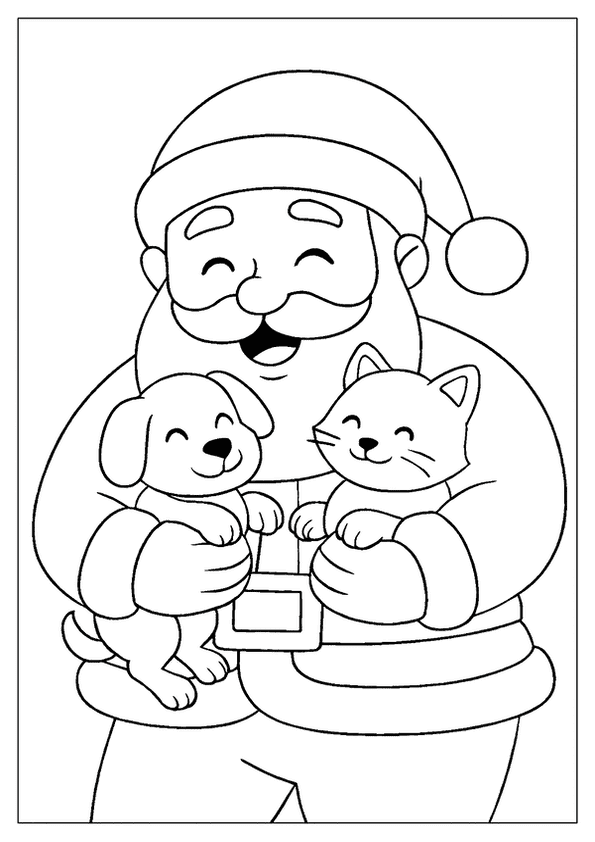 Santa With Cute Pets