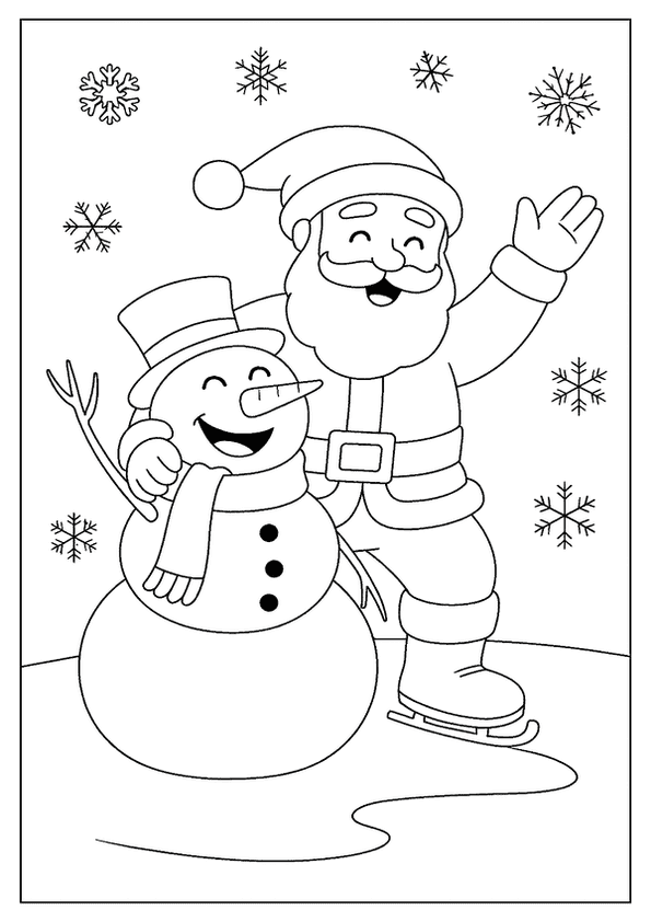 Santa With Snowman Friend