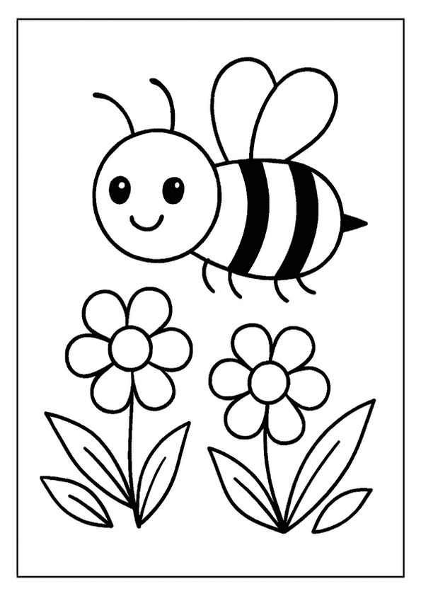 Simple Bee Near Flowers