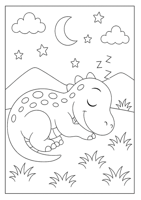 Sleepy Dinosaur Under Stars