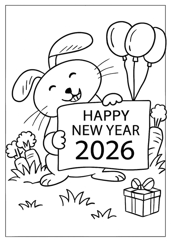 Smiling Bunny Welcomes New Year