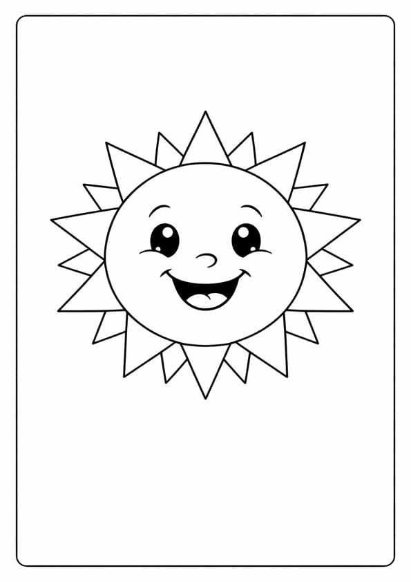 Smiling Sun Coloring Page For Kids