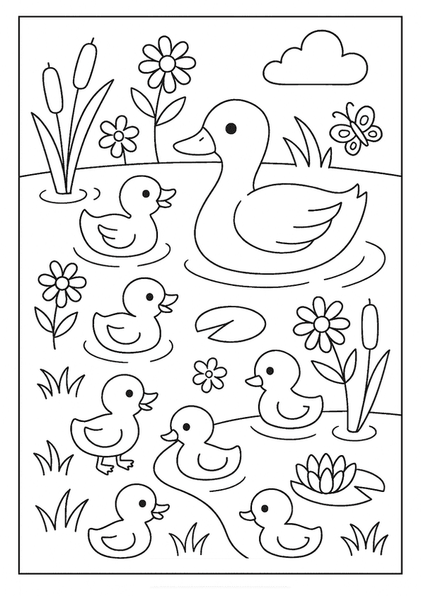 Spring Pond With Ducklings