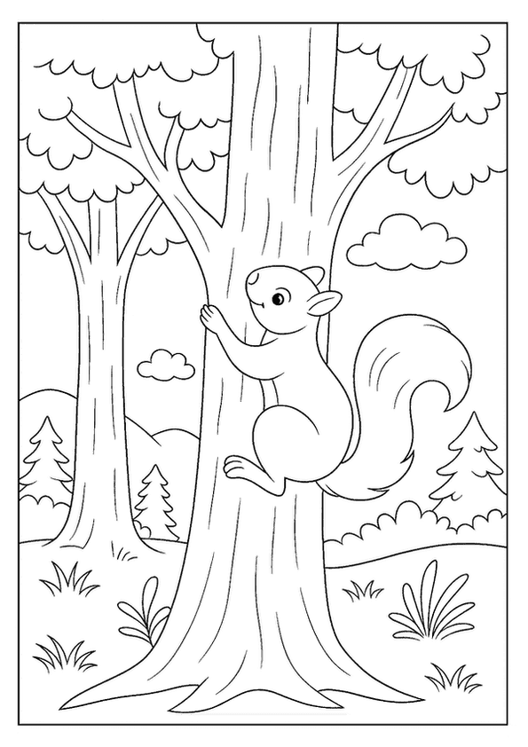 Squirrel Climbing Forest Tree