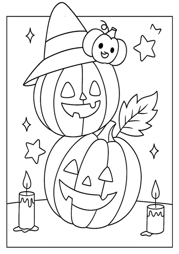 Stacked Pumpkin Witch Scene