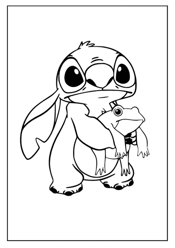 Stitch Holding Cute Frog