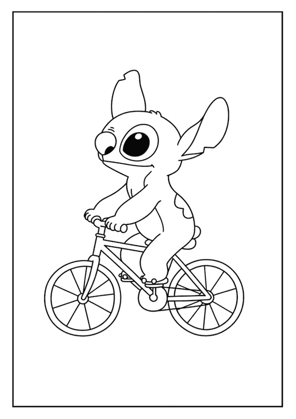 Stitch Riding Cute Bicycle
