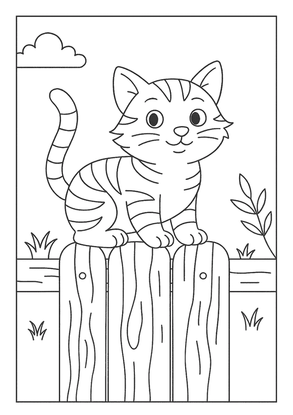 Striped Cat On Fence