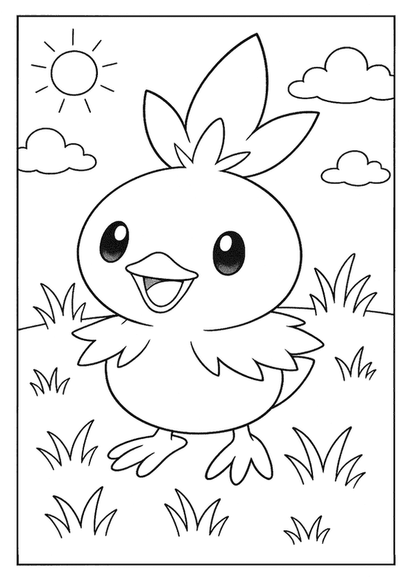 Torchic In Sunny Field