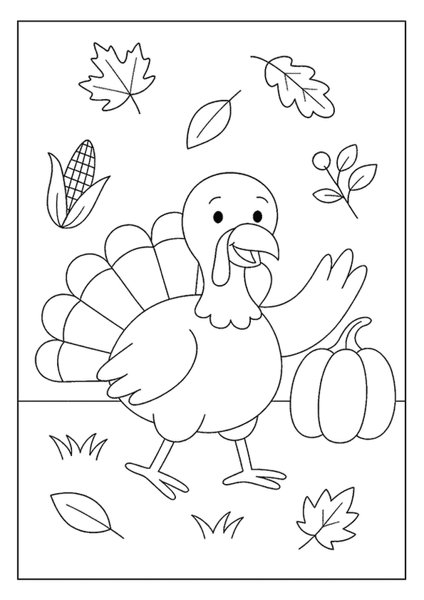 Turkey With Autumn Leaves
