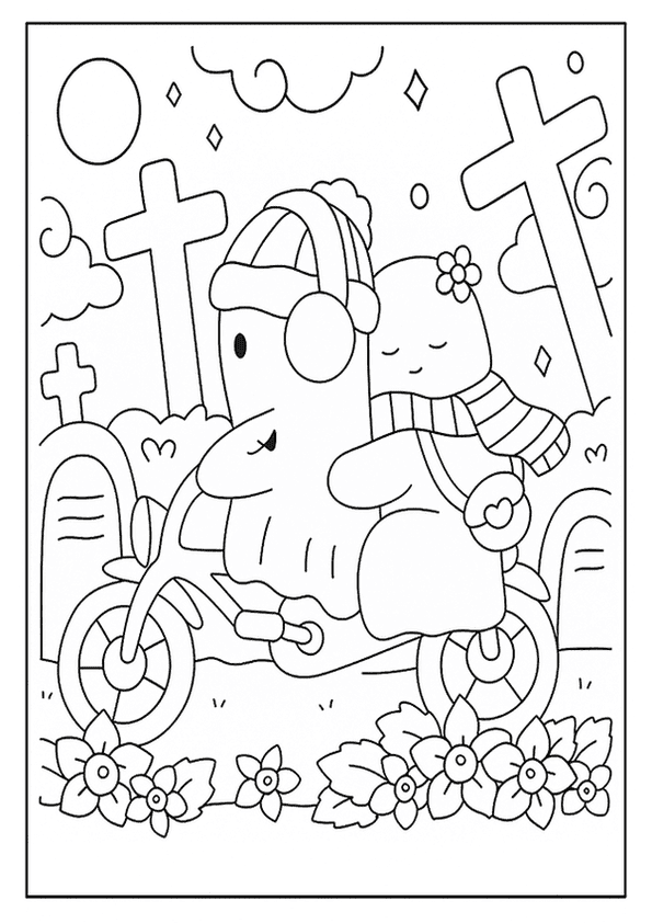 Two Cute Ghosts On A Motorcycle