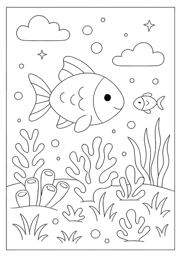 Underwater World With Fish And Coral