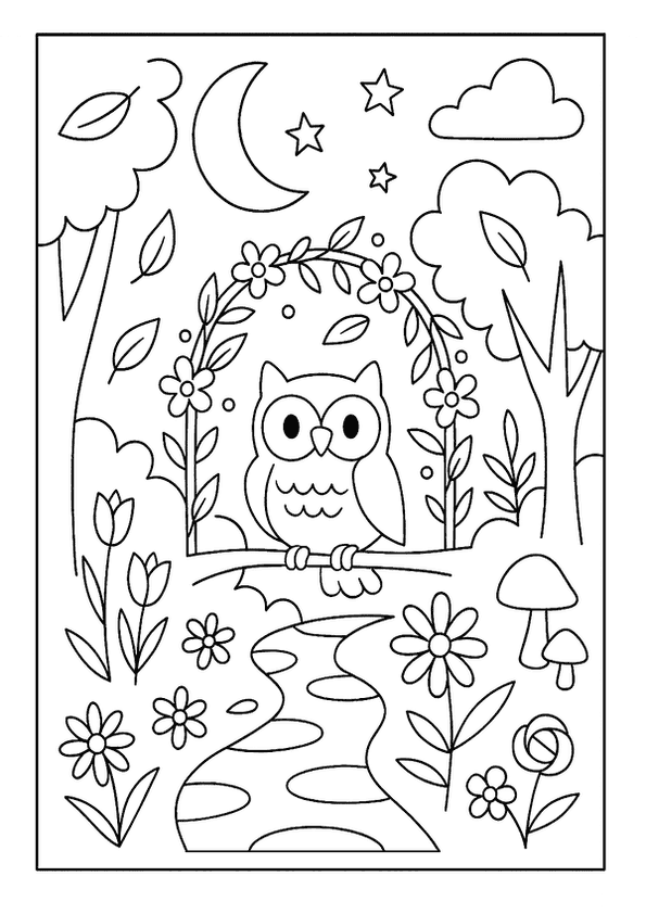 Whimsical Forest Night Scene
