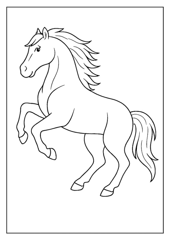 Rearing wild horse coloring page, a powerful animal to color.