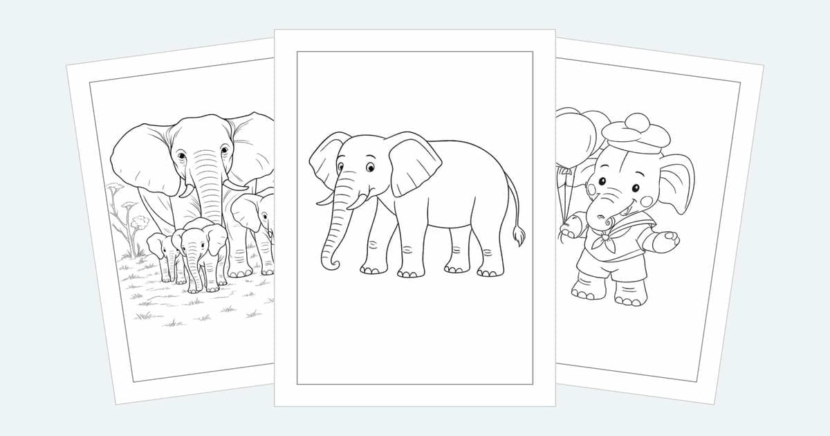Elephant Coloring Pages (Free Printable PDFs)