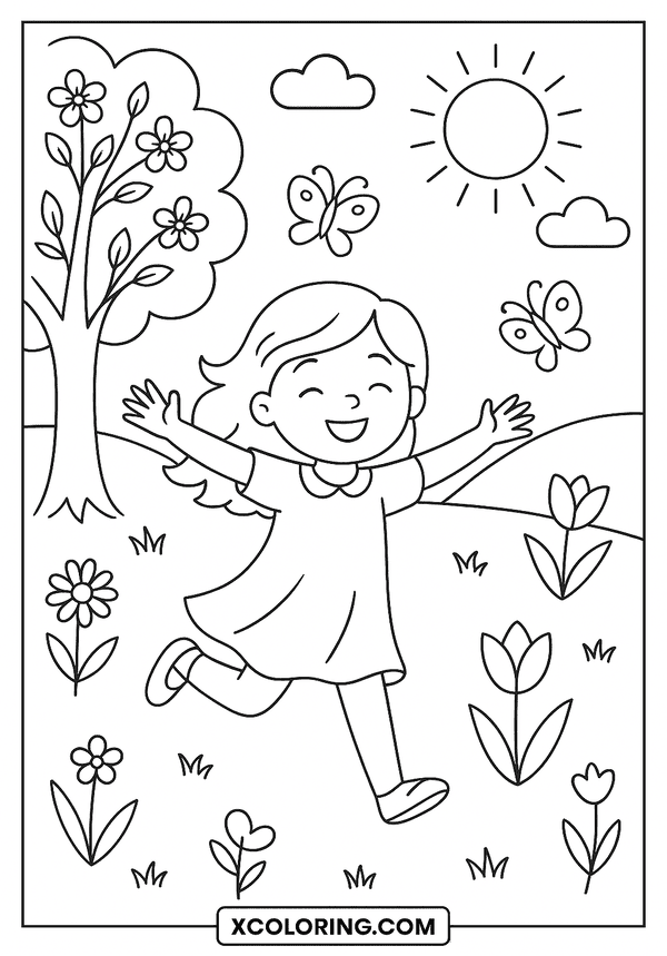 A Joyful Spring Day coloring page