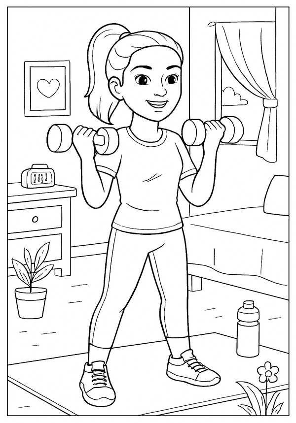 Active Teen Workout Coloring coloring page