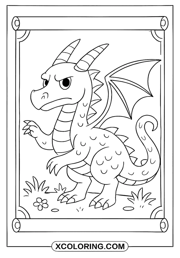 Ancient Dragon Scroll Art coloring page