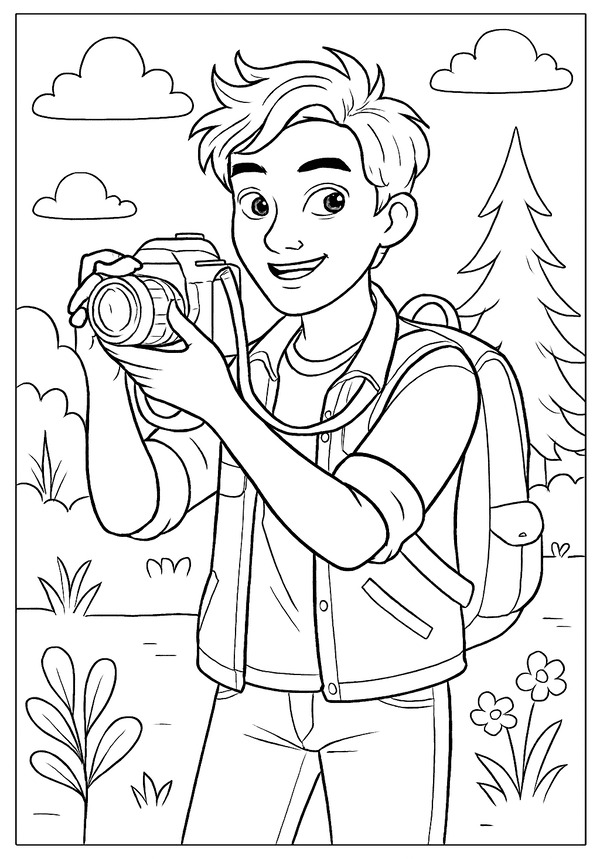 Printable Aspiring Teen Photo Fun Coloring Sheet