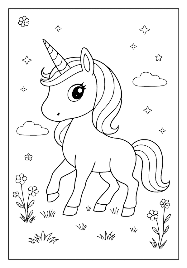 Baby Unicorn Coloring Delight coloring page