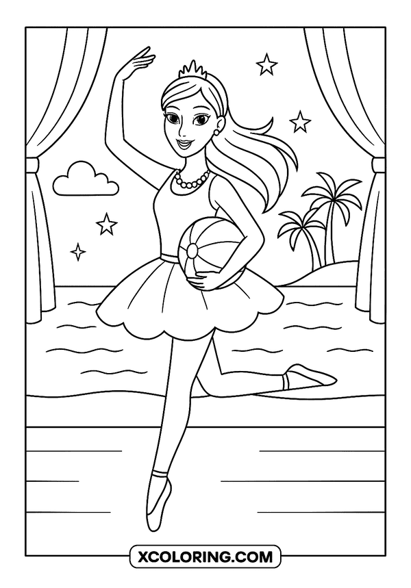 Ballerina Barbie On Stage coloring page