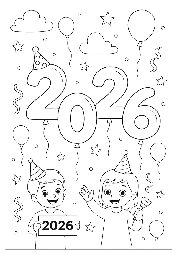 Printable Balloon Countdown With Kids Coloring Sheet