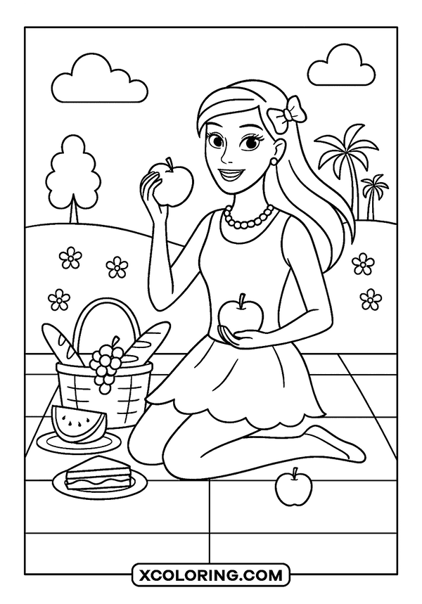 Barbie’s Garden Picnic Fun coloring sheet