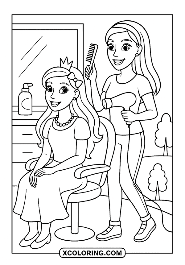 Barbie At The Salon coloring page
