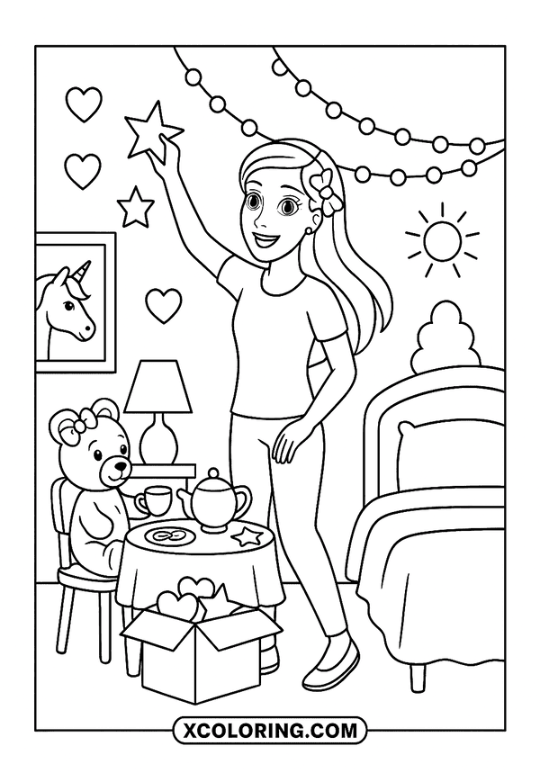 Barbie Decorates Her Room coloring page