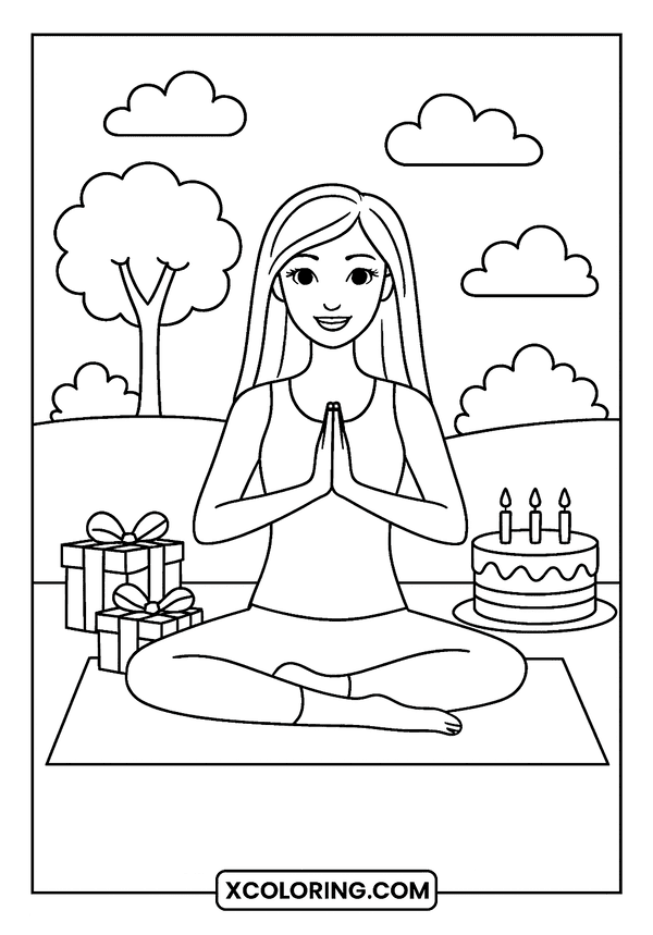 Barbie Yoga In Park coloring page