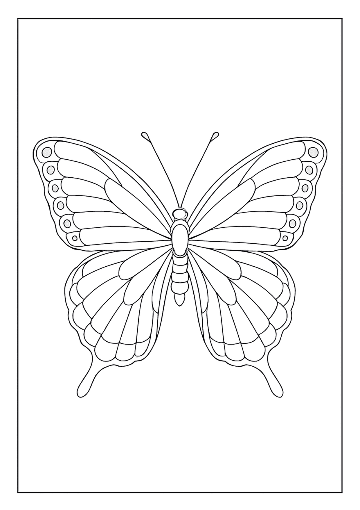 A Perfectly Shaped Butterfly Coloring Page. This Simple Insect Drawing Shows A Classic, Open-wing Spread.
