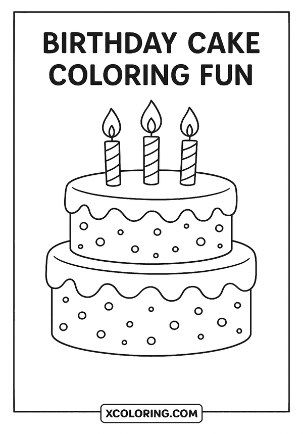 Birthday Cake Coloring Fun coloring page